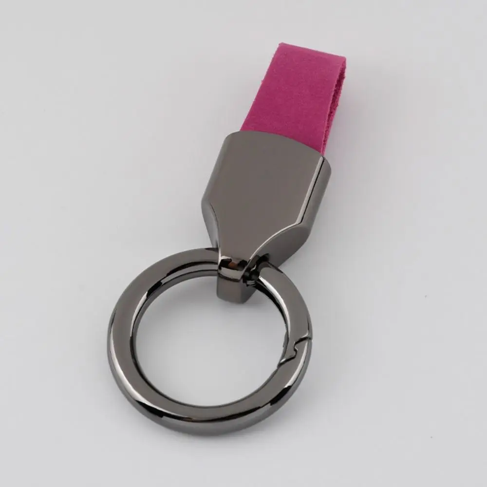 Simple Key Holder Car Key Buckle Keys Organizer Bag Charms Leather Key Chain Pendant Key Ring Round Buckle Car Accessories