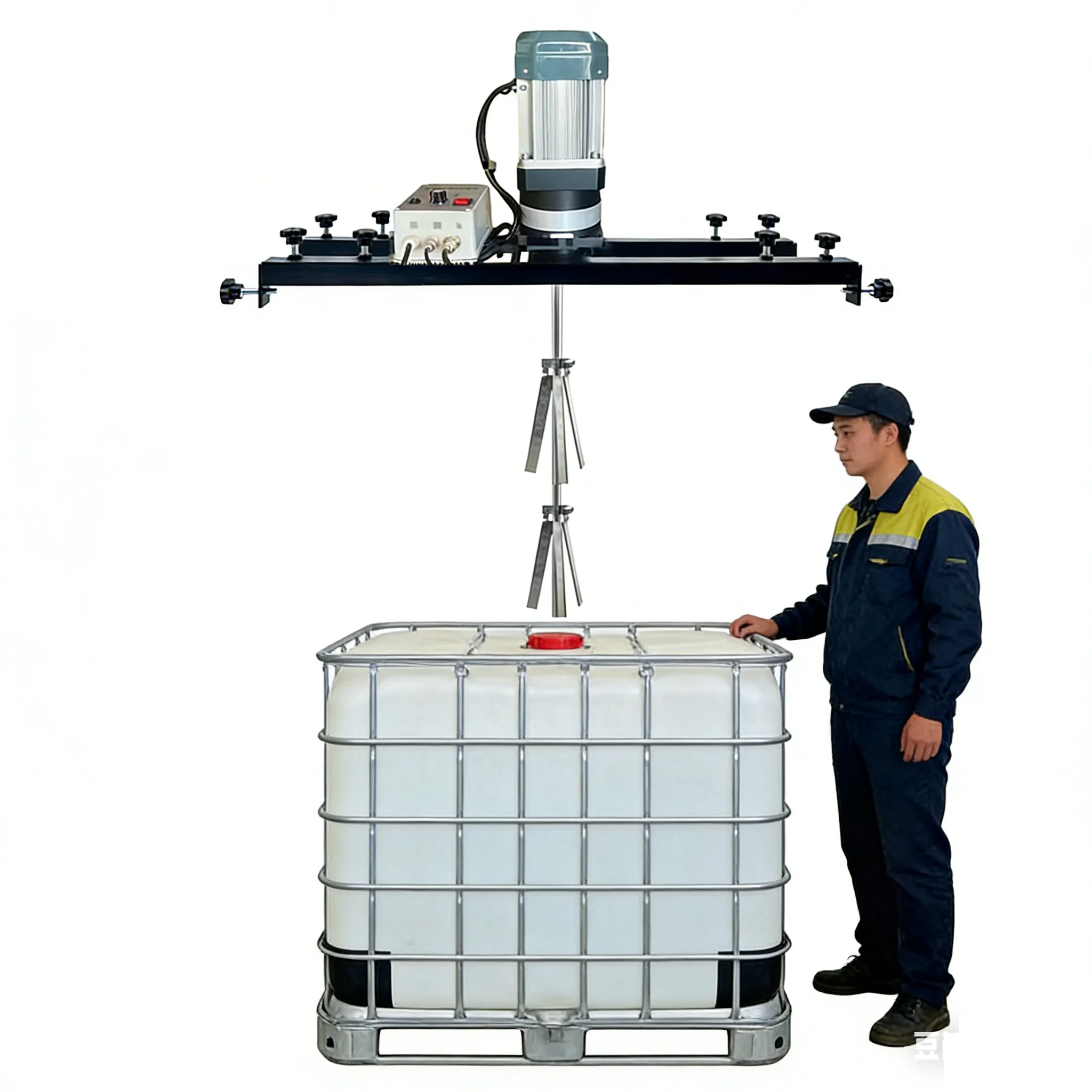 High Quality 304 Stainless Steel Industrial Detergent IBC Tote Mixer Electric 1000L Tank Shampoo Mixing Agitator