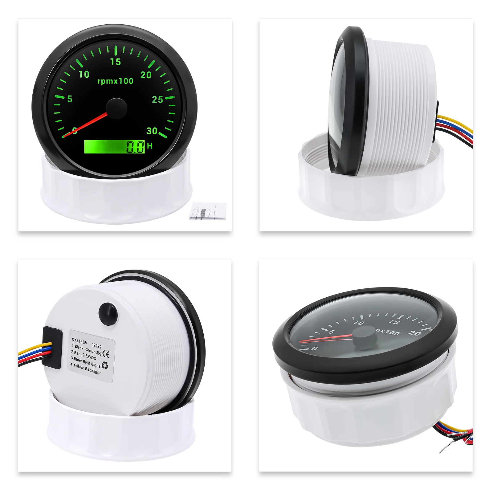 RPM Meter Tachometer for Car Truck Boat 85mm 3k RPM Speed Gauge Motor Digital Hour Meter Tach Sensor 7 Color Backlight 12V 24V