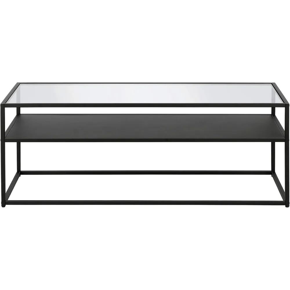 Mesa de centro retangular larga Ada 46'' em bronze enegrecido