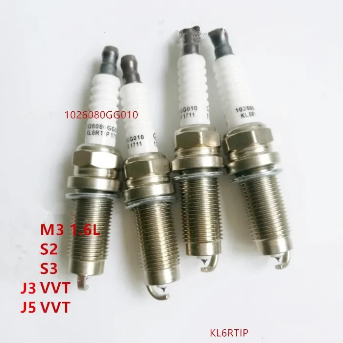 4pcs/set Spark Plug For JAC Refine J3 TurinTagaz C10 J5 VVT J4 S2/SEI 2 T40 S3/SEI 3 T5 M3 1026080GG010