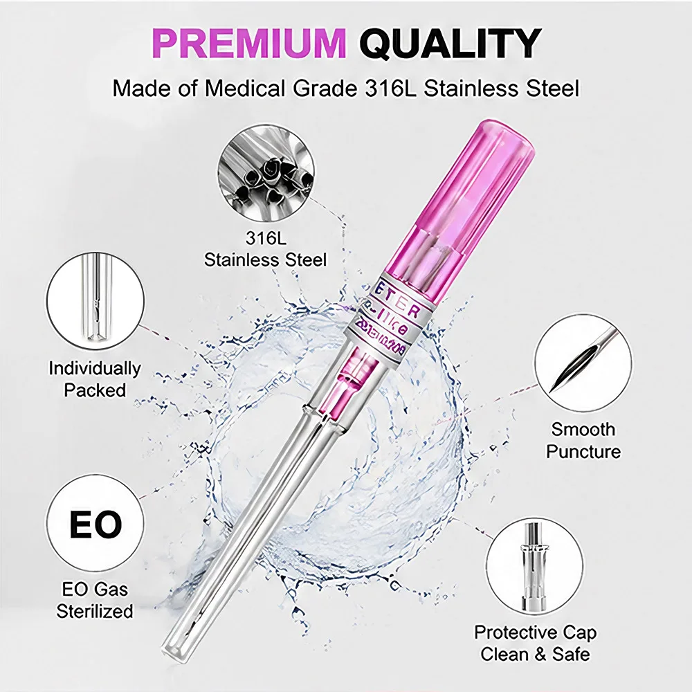 100/50/25/10/5pcs Piercing Needles 14/16/18/20/22G Sterile Body Piercing Tattoo Needles Ear Nose Tongue Belly Piercing Tools