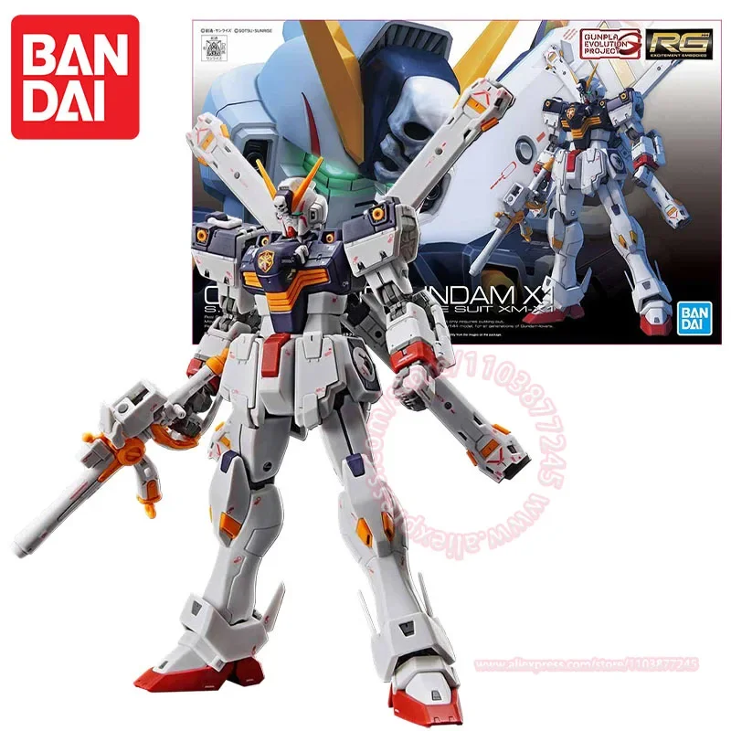 BANDAI CROSSBONE GUNDAM RG 1/144 อินเทรนด์รูปเคลื่อนย้ายได้ตุ๊กตาเด็กของขวัญวันเกิดเดสก์ท็อปเครื่องประดับตกแต่งประกอบ