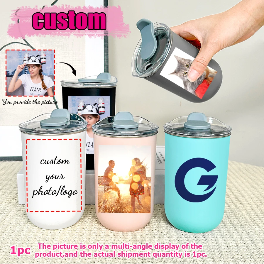 1pc 10oz Custom Photo Stainless Steel Water Cup, Outdoor Travel Mouthwash Cup, Stainless Steel Coffee Mug, Christmas Decoration view 5
