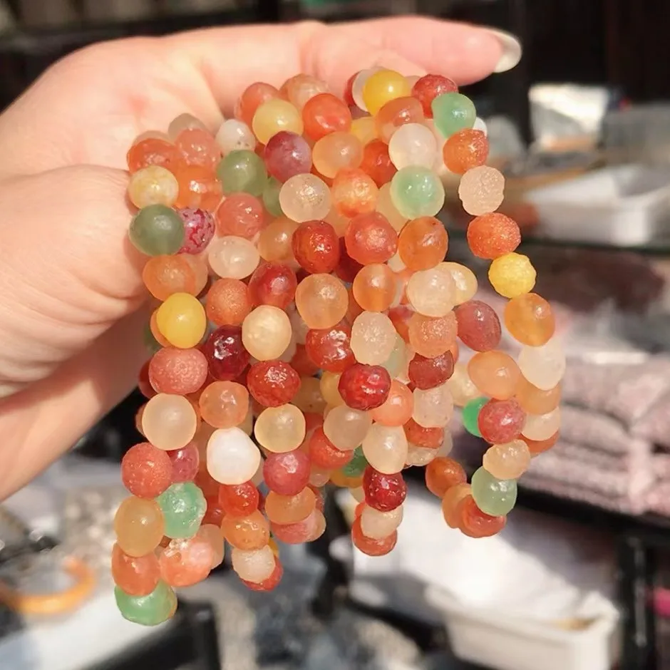 Natural Alashan Gobi Stone Agate Color Agate Stone Bracelet Random Shape Beads Ins Hand String For Women's Gifts Luxury Jewelry
