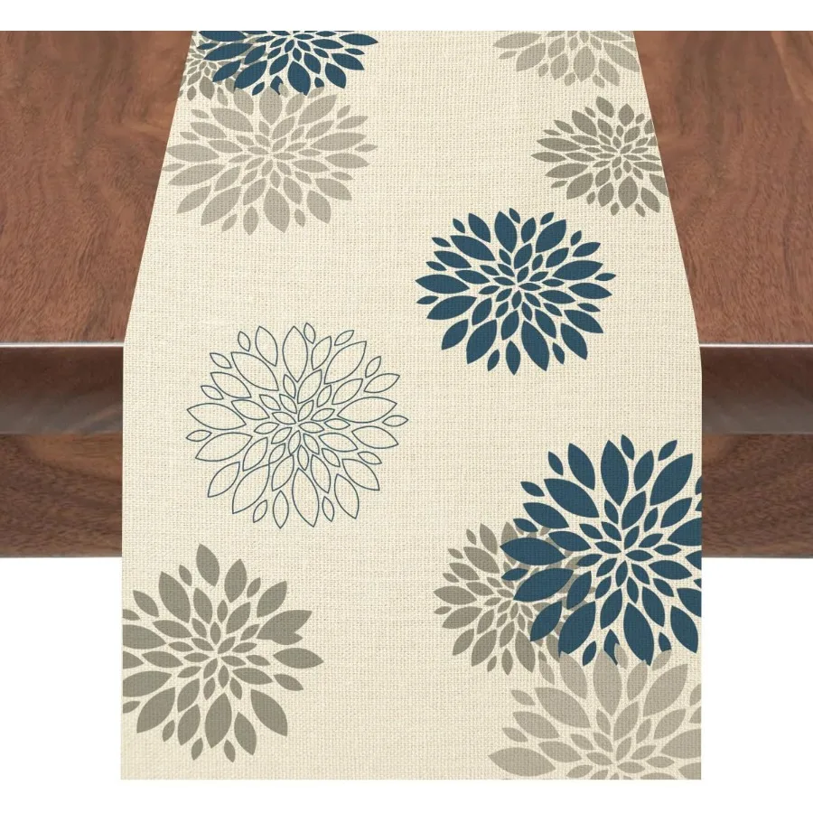 أزرق رمادي الجدول عداء داليا بينتا زهرة الجدول العدائين الحديثة الأنيقة أضاليا مزرعة هندسية الجدول مركز ديكور للمنزل #1