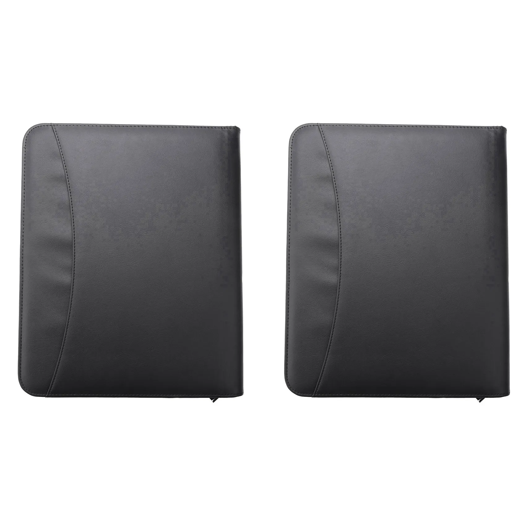 Delicate Texture-2X Vegan Leather Folder Zippered Closure Portfolio For Business Ipad/Table And Card Interview Resume Binder