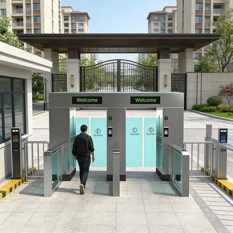 Customized access turnstiles for airports and residential communities Full-height guardrail sliding barriers