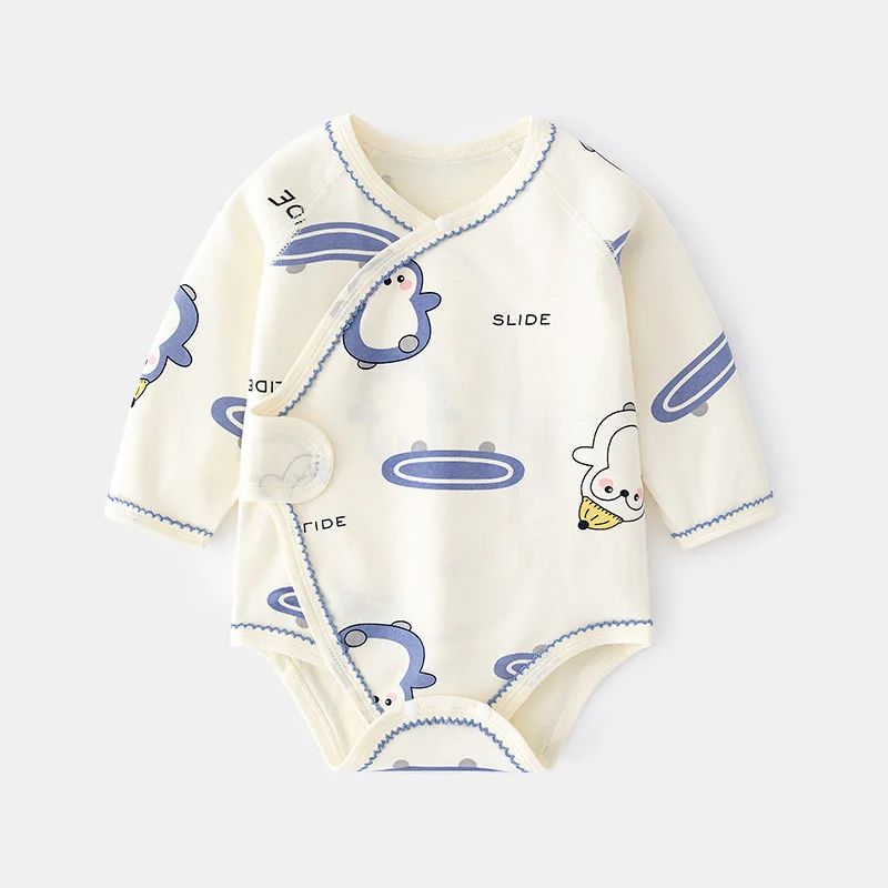 Baby Rompers Spring and Autumn Baby Triangle Rompers Cotton Newborn Long-Sleeved Printed Jumpsuit Boneless Romper