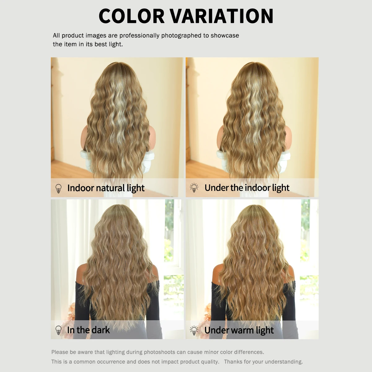 Long Water Wave Ash Blonde Wig for Women Modest Fashion Synthetic Middle Part Wear and Go Champagne Wigs with Curtain Bangs - view 6