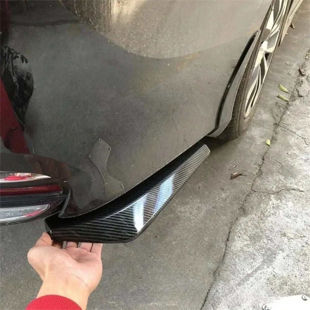 2pcs Universal Car Rear Bumper Lip Diffuser Splitter Spoiler Scratch Protector Black Carbon Fiber Rear Lip Wrap Angle Splitters view 5