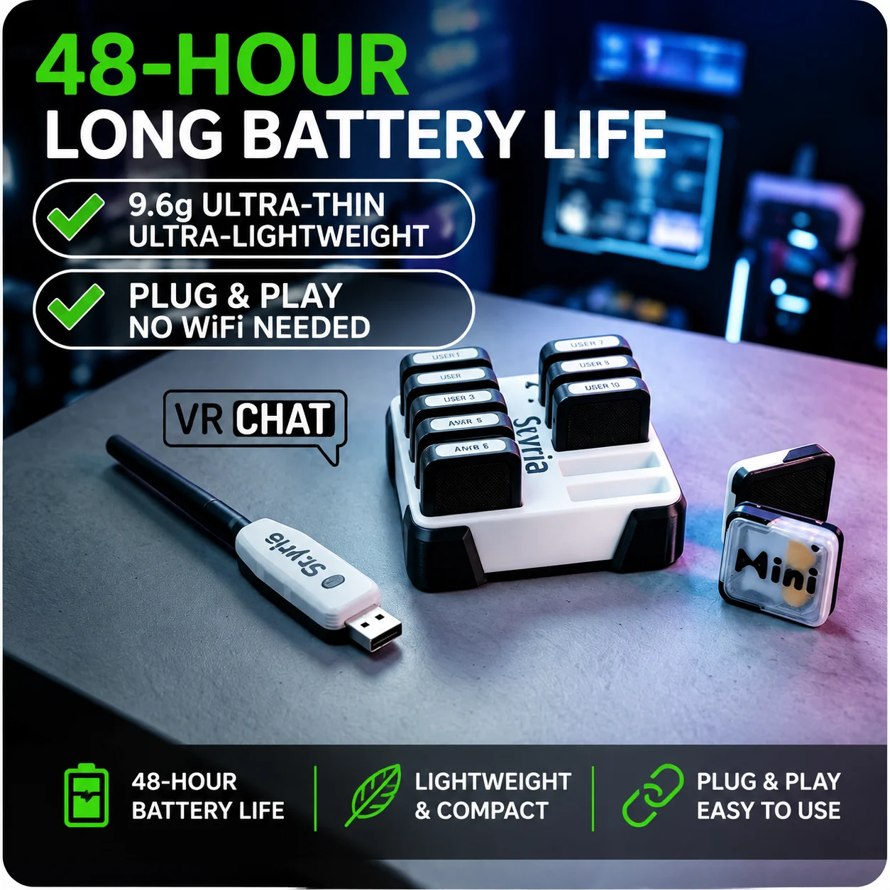 LSM6DSV SlimeVR Full Body Tracker , 48-hour battery life, No Base Station Needed,No WiFi Needed, Receiver Instant Pairing