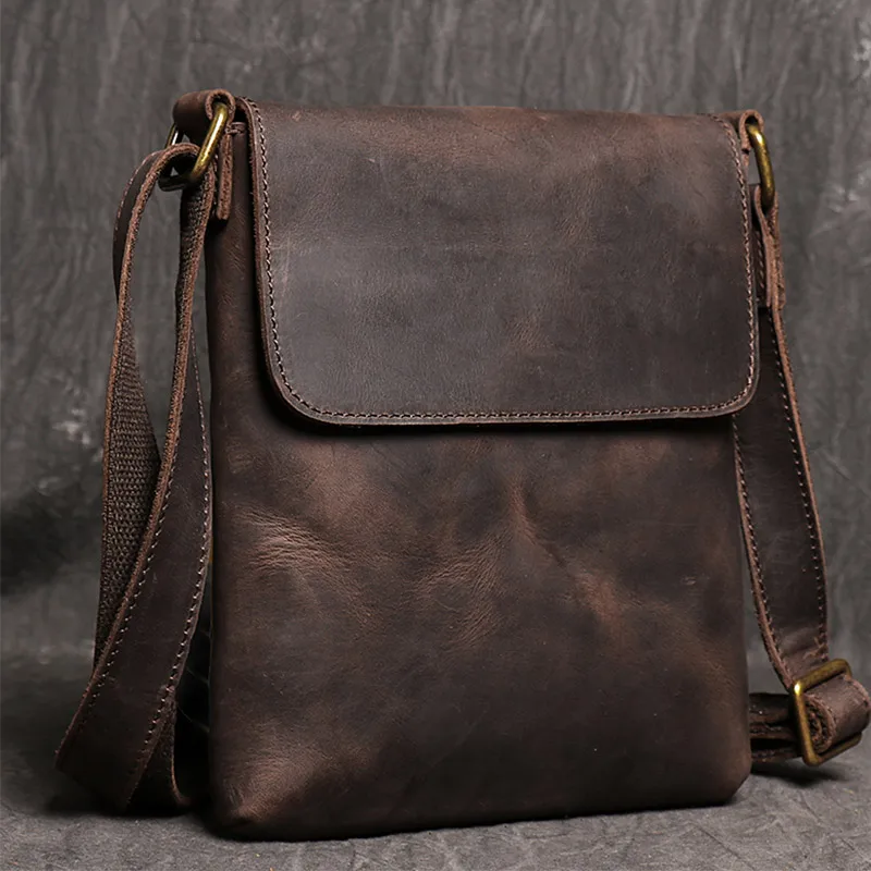 Men's Genuine Leather Shoulder Bag Vintage Casual Cowhide Bag High Quality Sling Crossbody Bag Male Small Messenger Handbag Bags