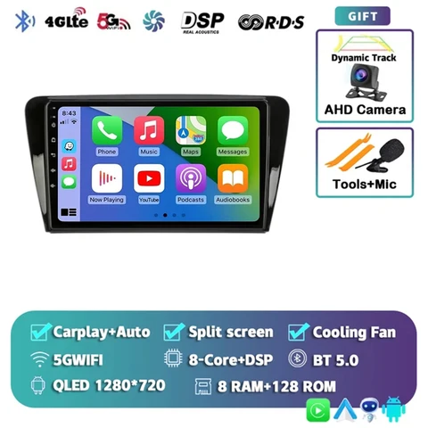Автомагнитола Android 16 с CarPlay и Auto для Volkswagen Skoda Octavia 3 A7 2013-2018, мультимедийный проигрыватель 4G DSP Stereo