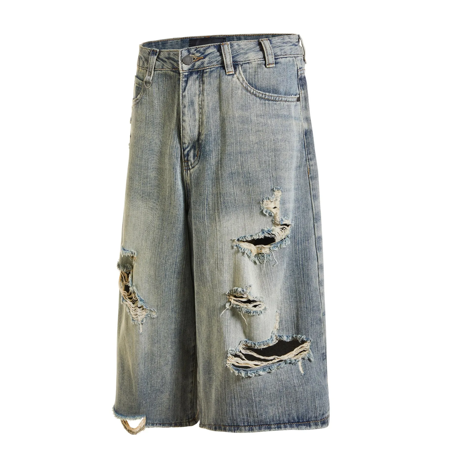 MADE EXTREME Destroys Punk Rock Jorts Street Wear Summer Denim Shorts Men  Y2k Jeans