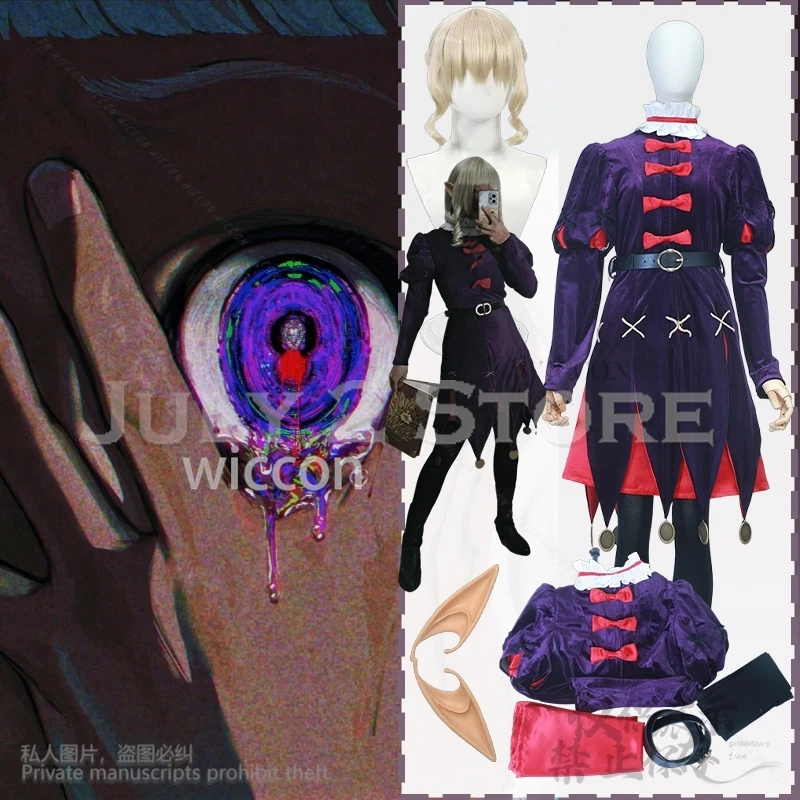 

Thistle Cosplay Delicious In Dungeon Anime Costume Magician Deep Purple Uniform Gothic Lolita Y2K Punk Dress Halloween Party Cos