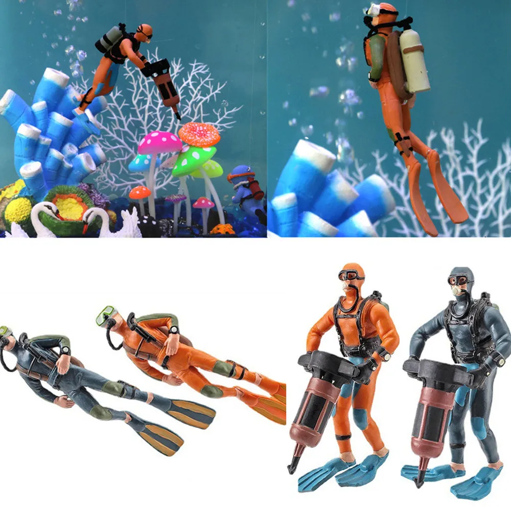 Cute Resin Frogman Aquarium Ornaments Interesting Floating Decoration Simulated Mini Diver Fish Tank Aquarium Accessories