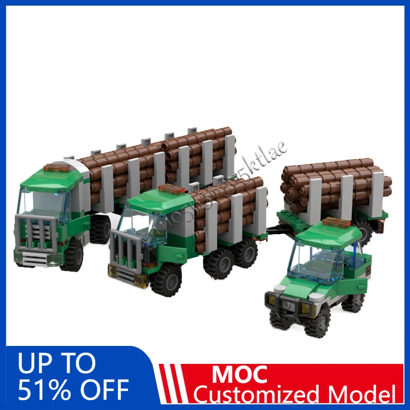 

330 шт. выпуклость лесозаготовок, транспортные грузовики и прицепной кабины, модель строительного блока MOC, детские игрушки «сделай сам», подарки на день рождения