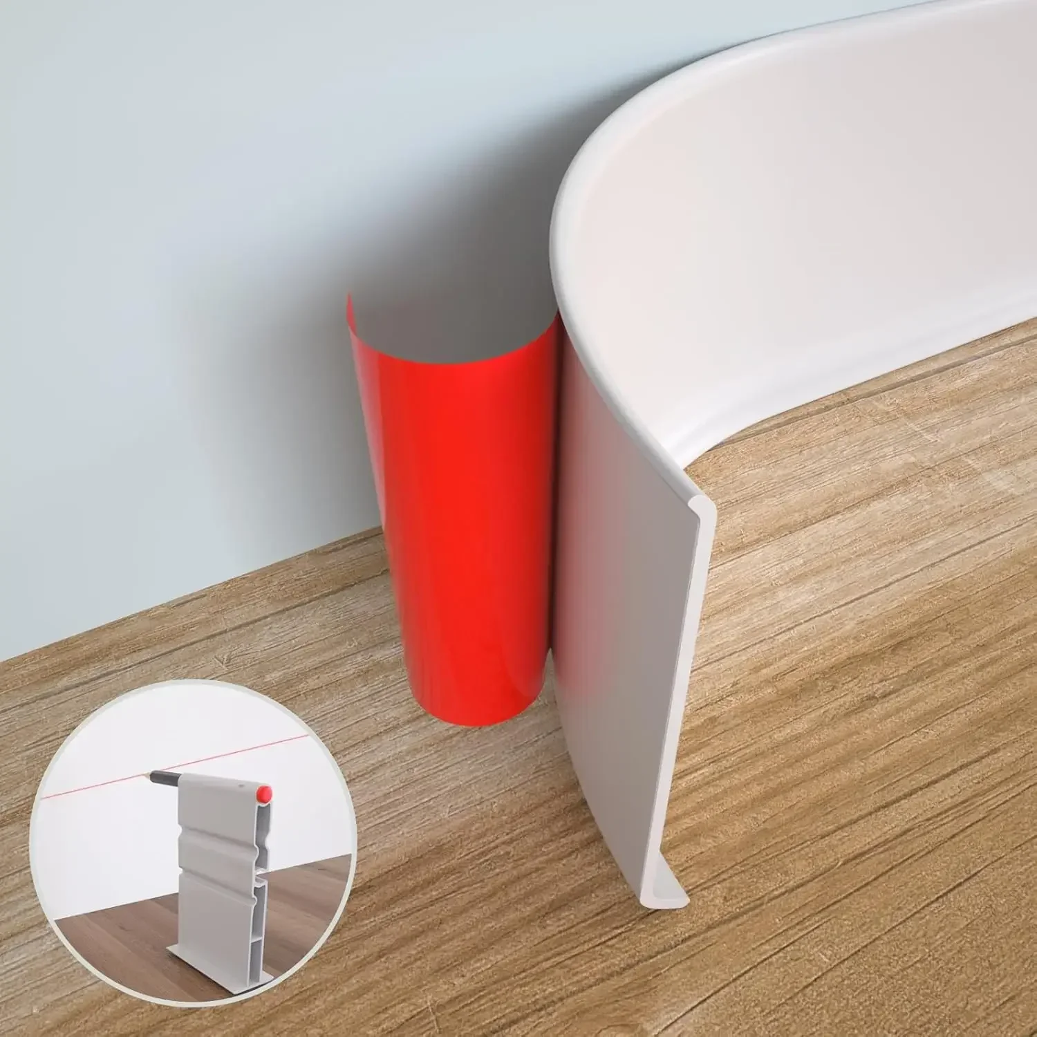 Flexible Baseboard Molding Trim, 6 Inch x 60 Feet Peel and Stick Vinyl Wall Base Cove Base, Self-Adhesive Rubber Wall Base Mould