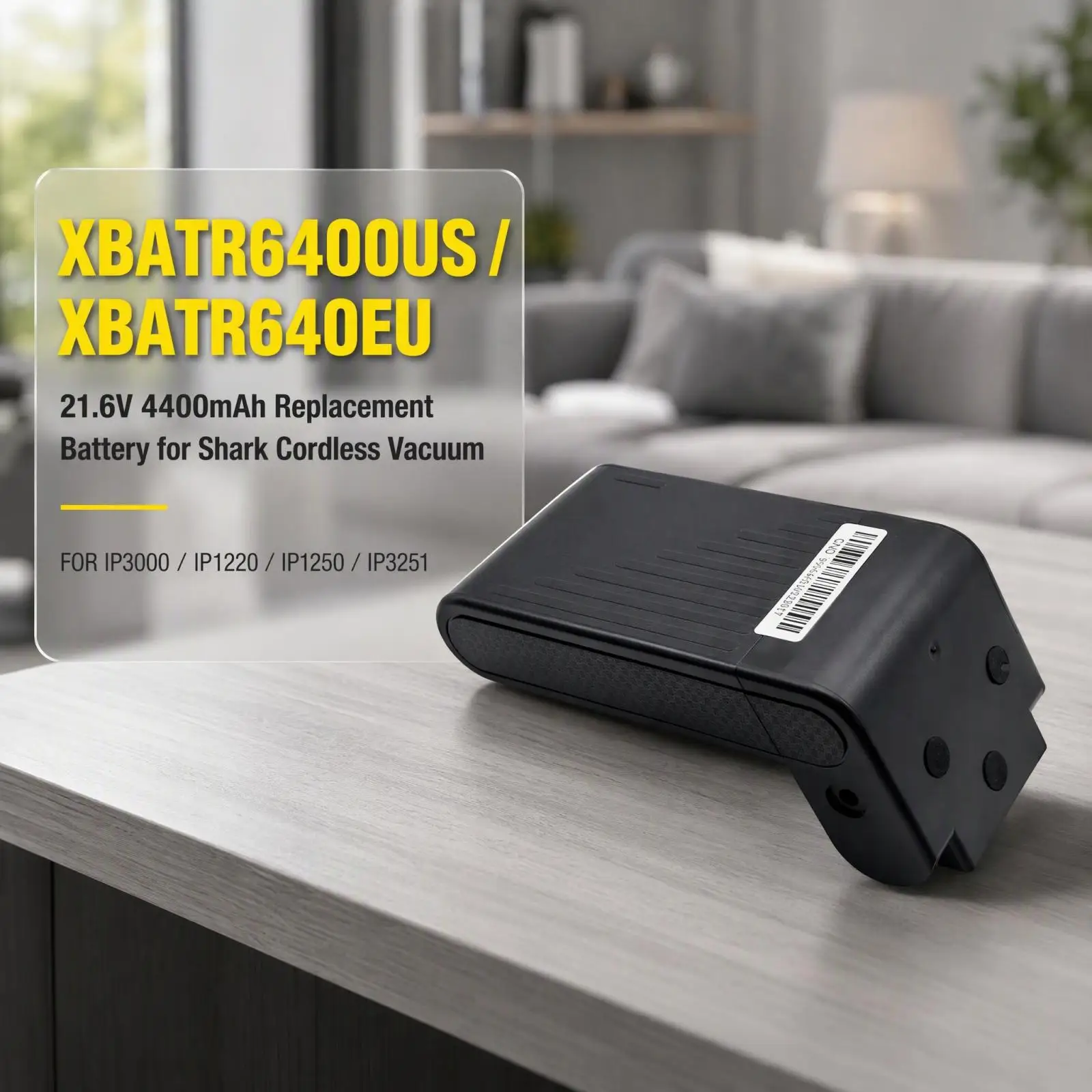 XBATR6400US XBATR640EU 4400mAh Li-ion Replacement Spare Battery for Shark Cordless Stick Vacuum IP3000 IP1220 IP1250 IP3251