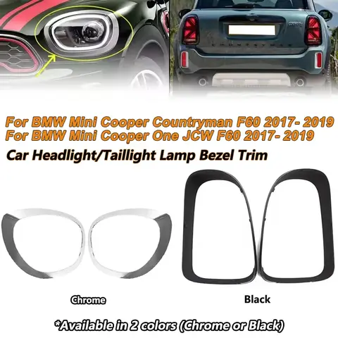 Auto Lampada Anteriore/Posteriore Telaio Faro Trim Anello Per BMW Mini Cooper One JCW/Countryman F60 2017-2019 Faro/Luce Posteriore Copertura Trim
