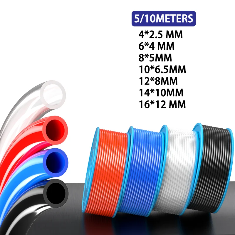 5M/10M Pneumatic Hose PU Pipe Compressor Hose Air Tube 4*2.5mm 6*4mm 8*5mm 10*6.5mm 12*8mm 14*10mm 16*12mm Pneumatic Air Hoses