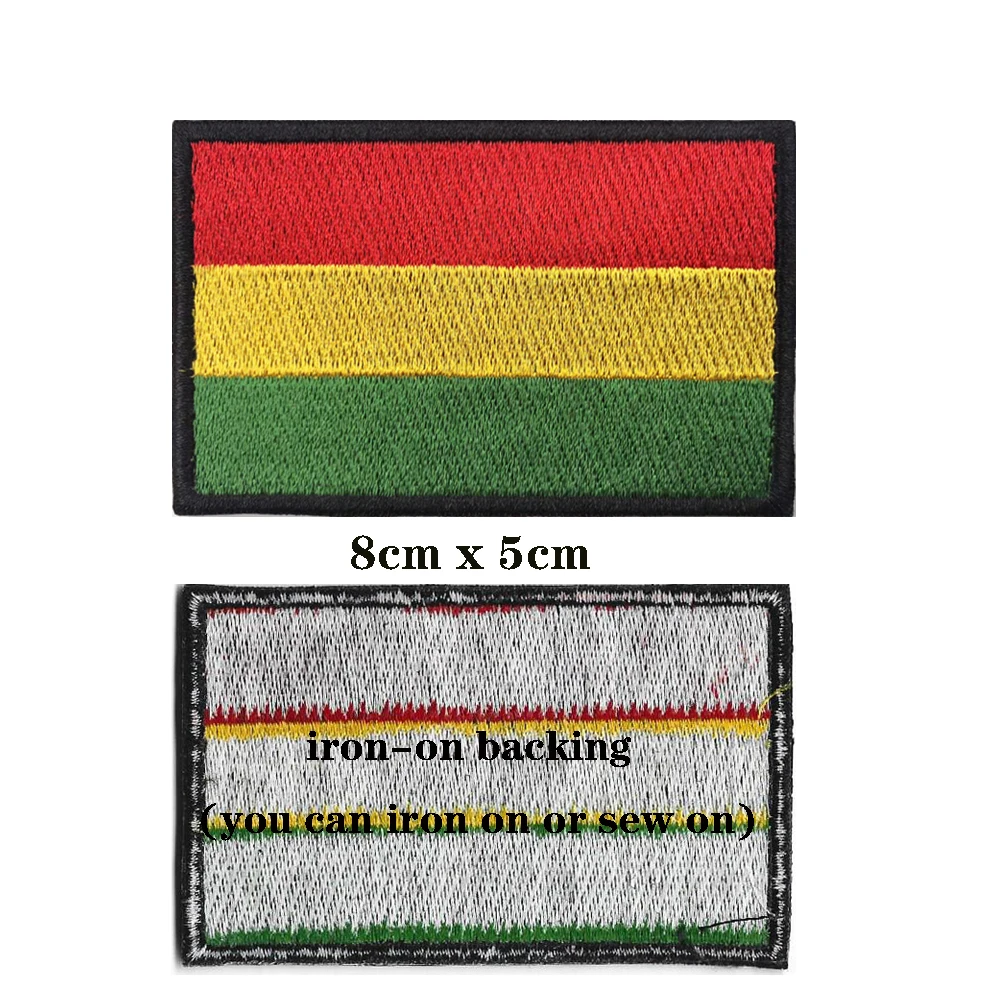 1PC Bolivia Flag Armband Embroidered Patch Hook & Loop Or Iron On Embroidery  Badge Cloth Military Moral Stripe