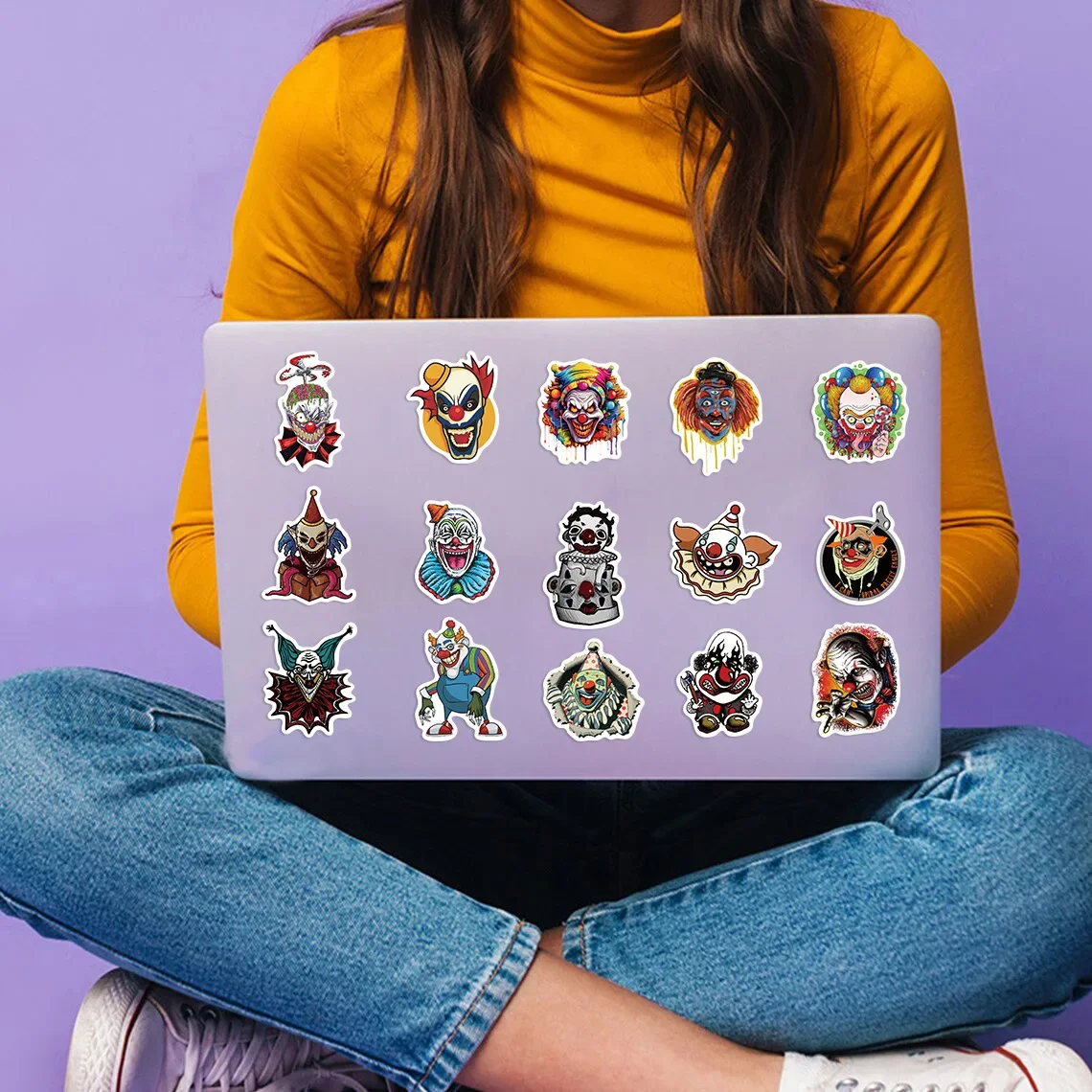 子供のためのホラー文字ステッカー,ラップトップ,車,ノートブック,電話ケース,ボトル,冷蔵庫,落書き,ビニールステッカー,50個