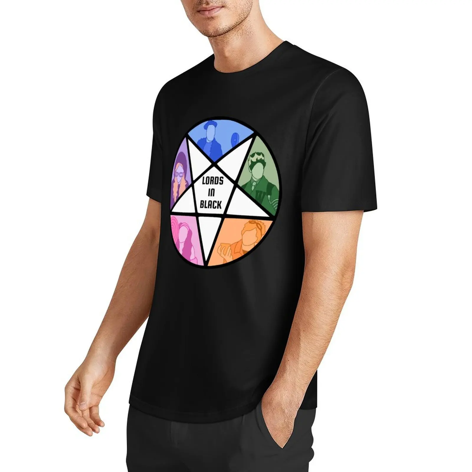 Lords In Black Pentagram Starkid Drawing T-Shirt summer top sublime oversized graphic tee Men's t-shirt