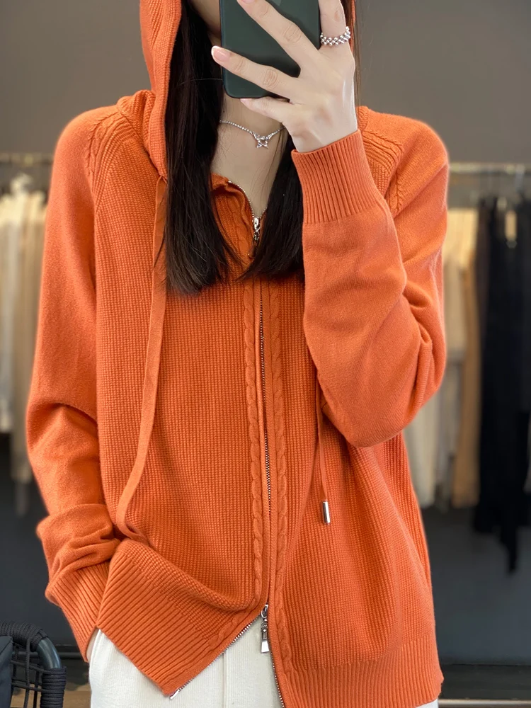 Sweats à capuche et sweat-shirts zippés pour femmes laine mérinos pulls à manches longues dames vêtements pulls tricotés nouveautés vêtements d'extérieur