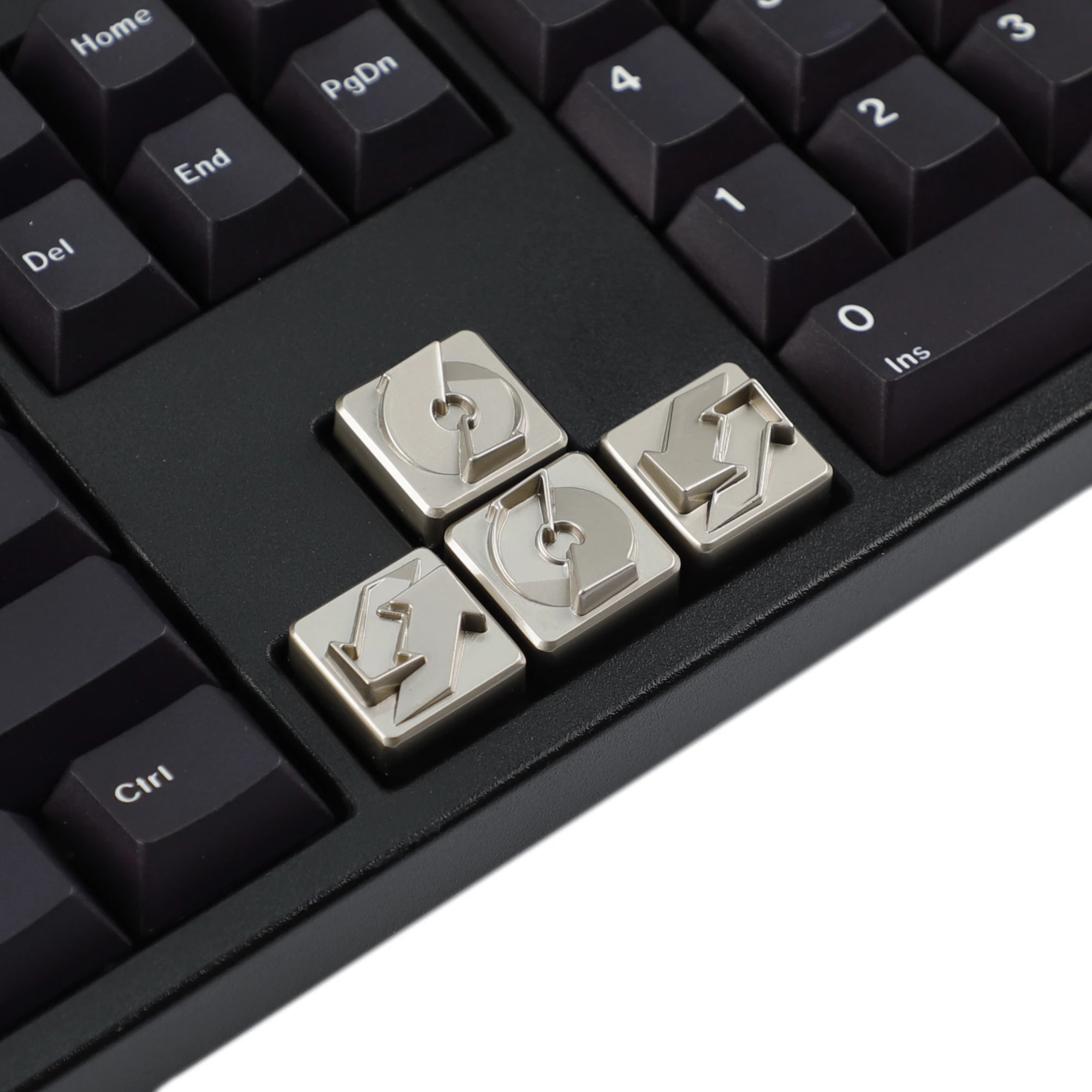 YMDK Metal Low Profile Personalized Keycap Artisan Arrow Keys Black Silver Keycaps for MX Custom Mechanical Keyboards