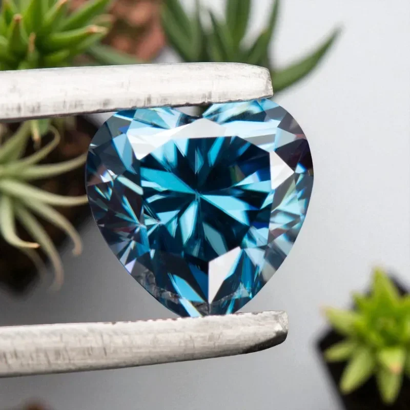

Moissanite Stone Sapphire Blue Heart Cut VVS1 Clarity for Pass Tester Charms Top Jewelry Making Materials with GRA Certificate