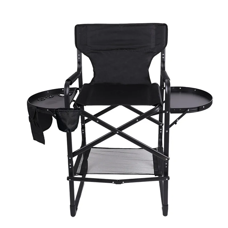 Directors Chair with Side Table & Storage Pockets, Folding Portable Makeup Chair for Camping & Home Use