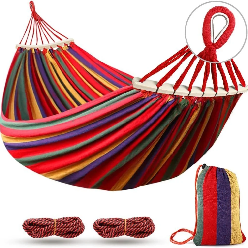 2 Person Double Camping Hammock Chair Bed Outdoor Hanging Swing Sleeping Garden