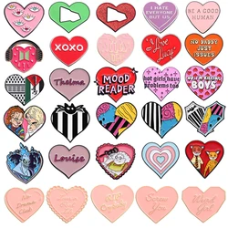 Personality Heart Enamel Brooch Evil Eye Good Human Earphones Pink Girl Pencil Black Bat Horror Love Cartoon Badge Punk Pin Gift
