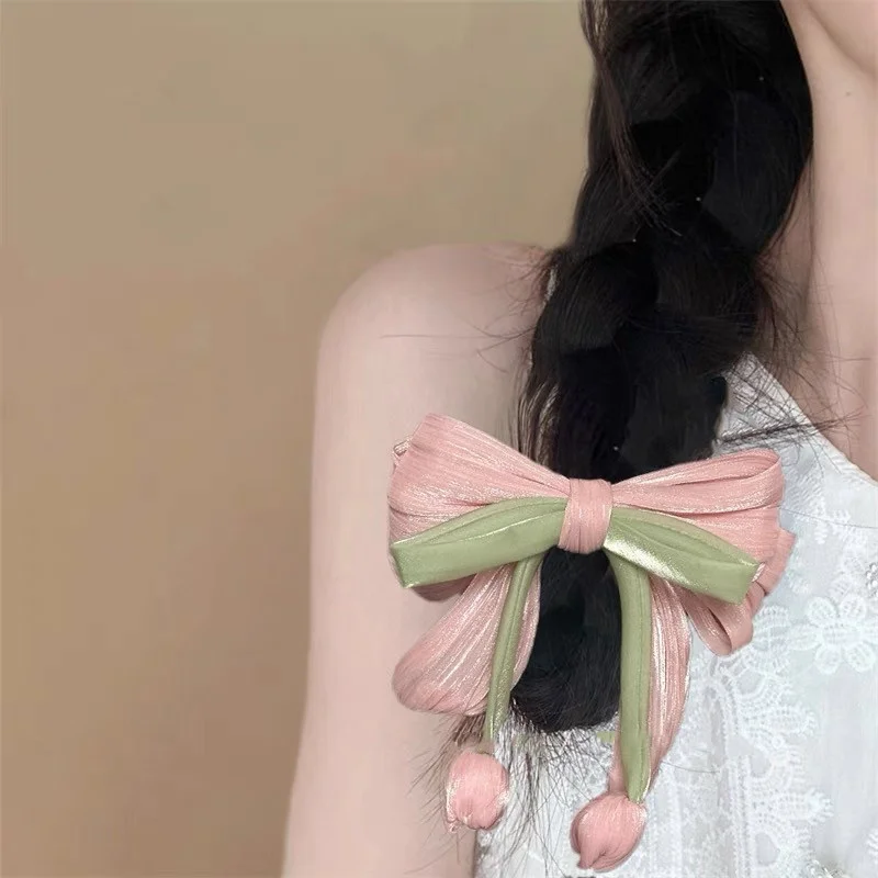 Tulip Long Floating Circle Fresh Sweet Versatile Large Intestine Circle High Ponytail Hair Rope hair accessories For Women Girls