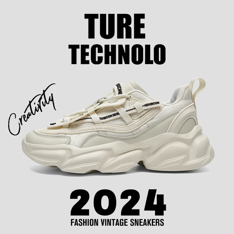 

Men's spring new casual versatile youth lightweight sports running shock-absorbing fly woven mesh breathable dad shoes