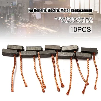 Grafite Cobre Motor Escovas De Carbono Set, Escova do motor do gerador, Fio de cobre para substituição do motor elétrico, 5x6x14mm, 10Pcs por conjunto