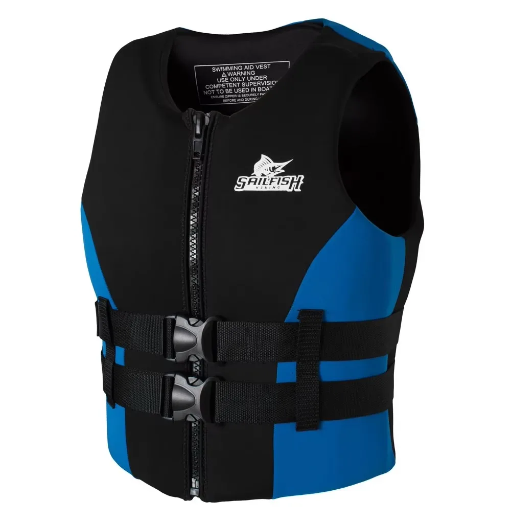 Adult Neoprene Flotation Vest Front Zip Dual Safety Buckle for Jet Ski Surfing Rafting Boating Water Sport