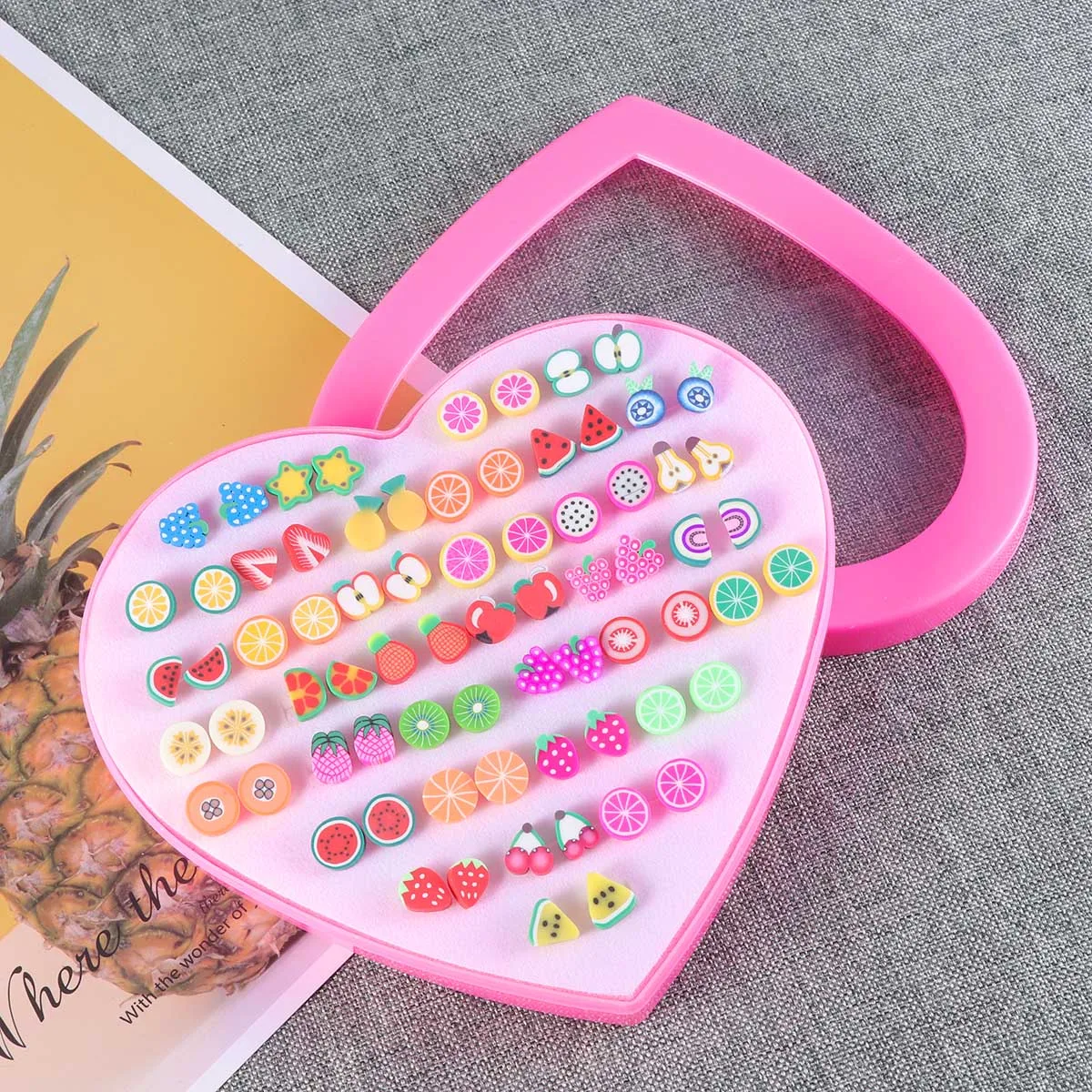 

Women Earrings Set Hypoallergenic Eco-Friendly Ear Studs Transparent Box Fashion Earrings For Girls Kids Party Wedding