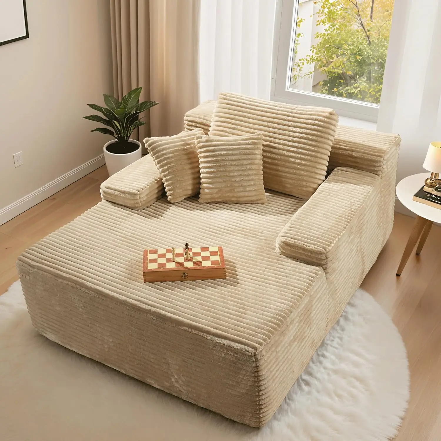 

67''x48'' Chaise Lounge Chair Indoor, Oversized Upholstered Sofa Bed, Sleeper Couch Reading Chairs