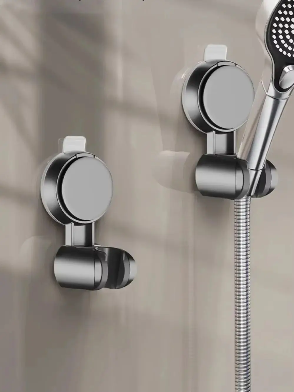 Upgraded Horizontal Setting Suction Cup Handheld Shower Head Holder Large Shower Supports Relocatable Wall Mounted Shower Holder