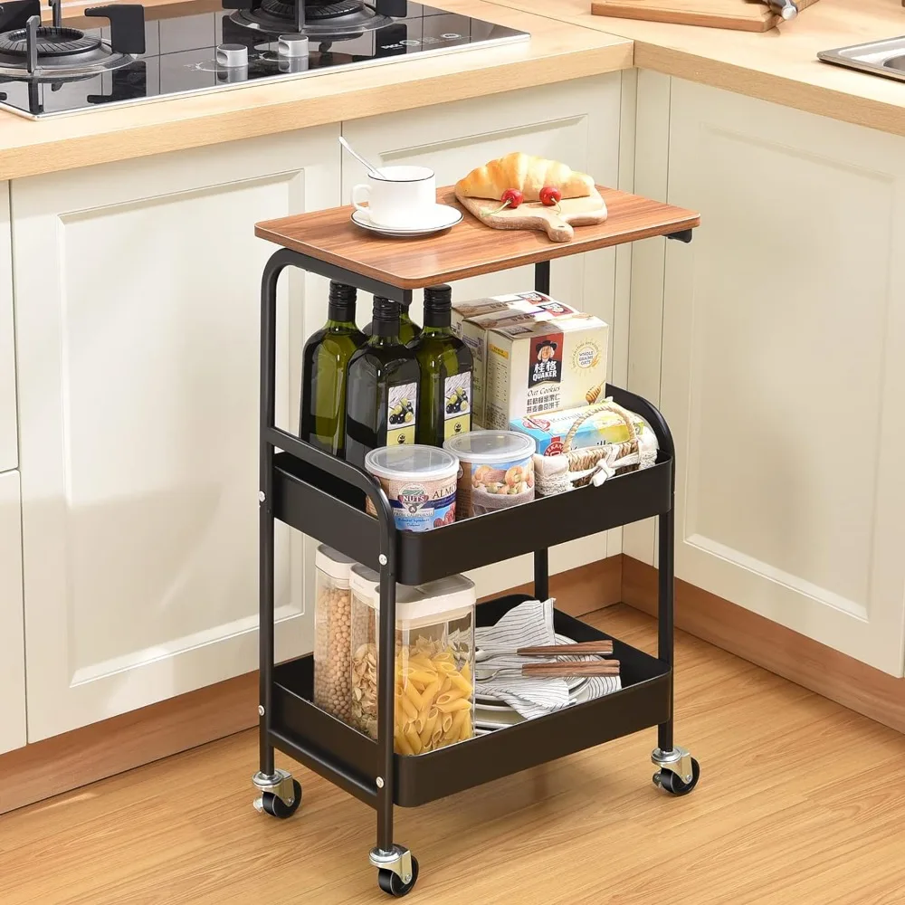 Ultra Thin Mobile Trolley Waterproof Multi-purpose Rust Proof Modern and Simple Household with Wheels Multi-layer Storage Rack