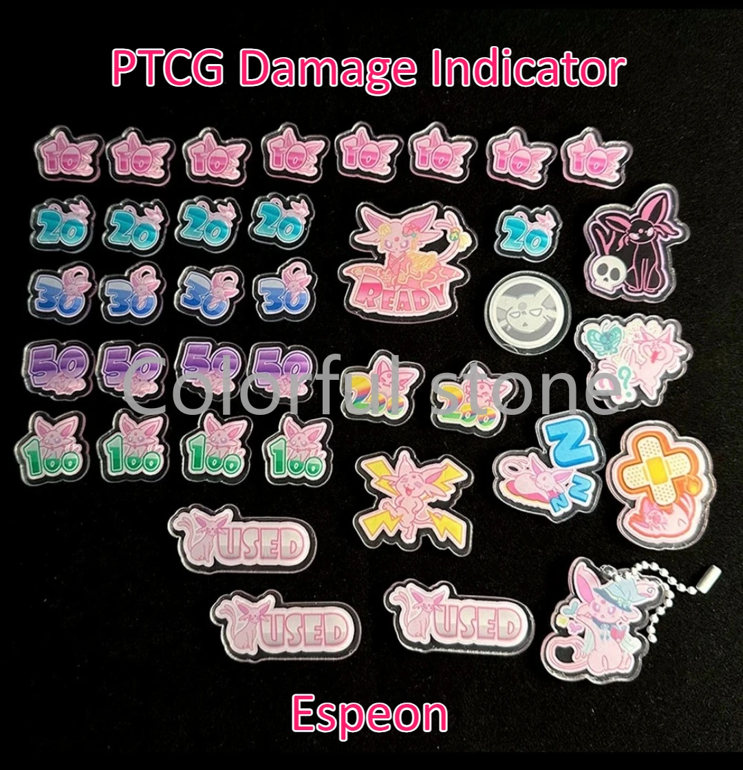 

PTCG Pokemon Match, счетчик повреждений, индикатор повреждений Espeon, используемый Borad Vstar Borad, ролевая игра, акриловая подарочная игрушка