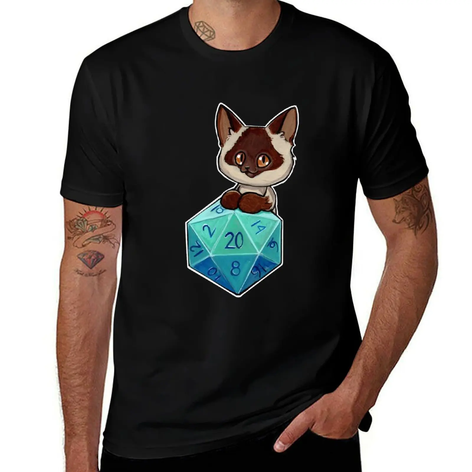 

20 sided dice kitten T-Shirt mens graphic t shirts man t shirts graphic T-Shirt