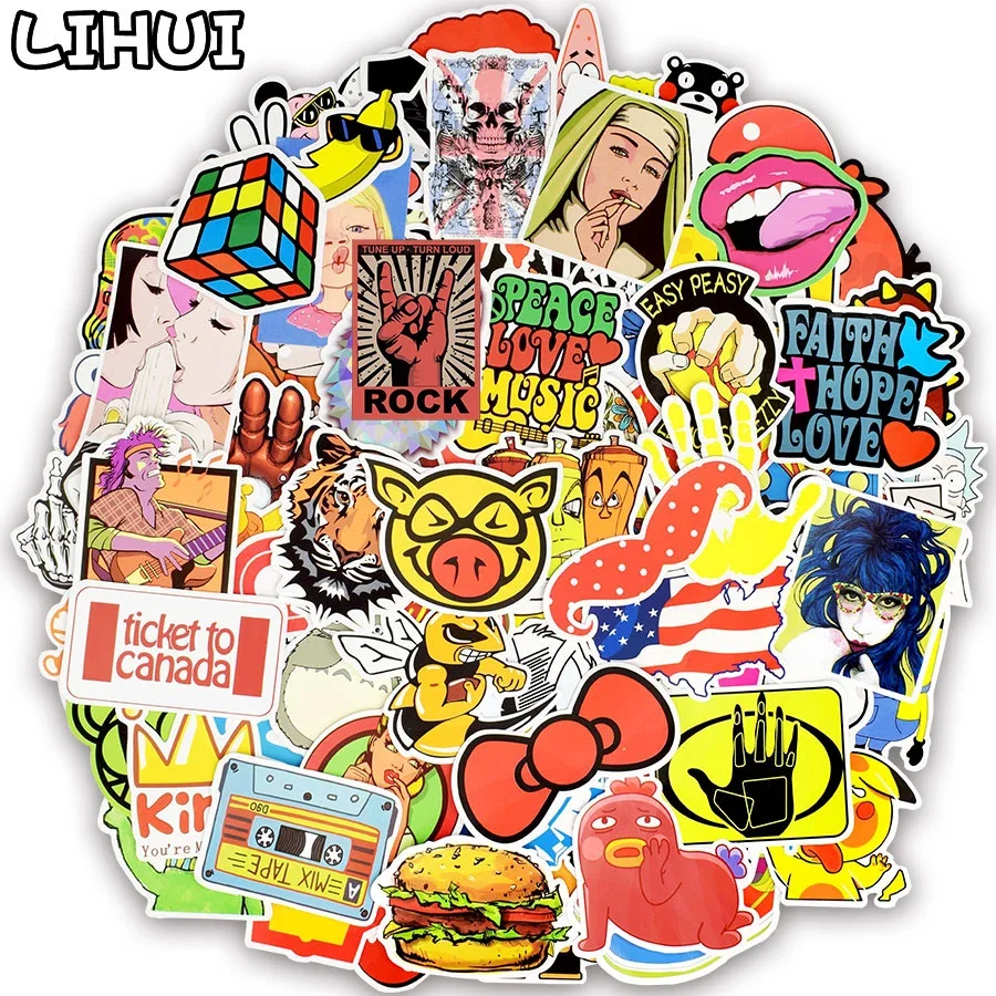 500pcs Random Mixed Sticker Graffiti Funny Rock Anime JDM Stickers for Kids Suitcase Laptop Car Fridge Motor Bicycle Sticker