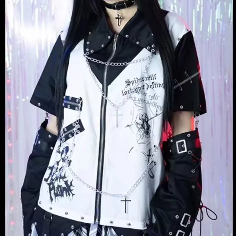 Camiseta de manga larga para hombre con tirantes de cadena 2026, estilo Y2K, Kill Matt Rock Punk, ropa japonesa, top para mujer