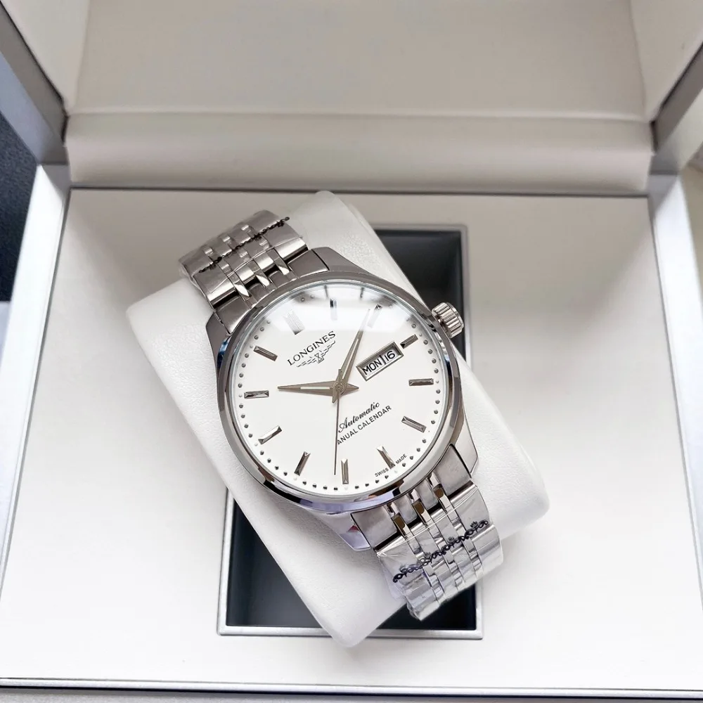 العلامة التجارية الفاخرة الجديدة للرجال كوارتز ساعات المعصم المزدوج التقويم نافذة الصلب الجلود الأعمال الترفيه مضيئة مقاوم للماء ساعة اليد