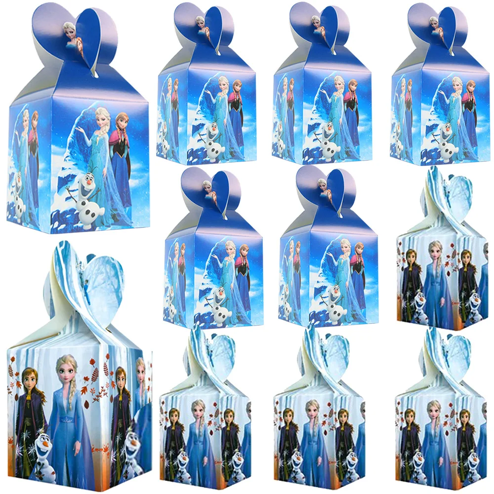 6/24pcs Disney Frozen Candy Popcorn Boxes Cookies Chocolate Snacks Boxes Anna Elsa Princess Candy Boxes for Girls Birthday Party