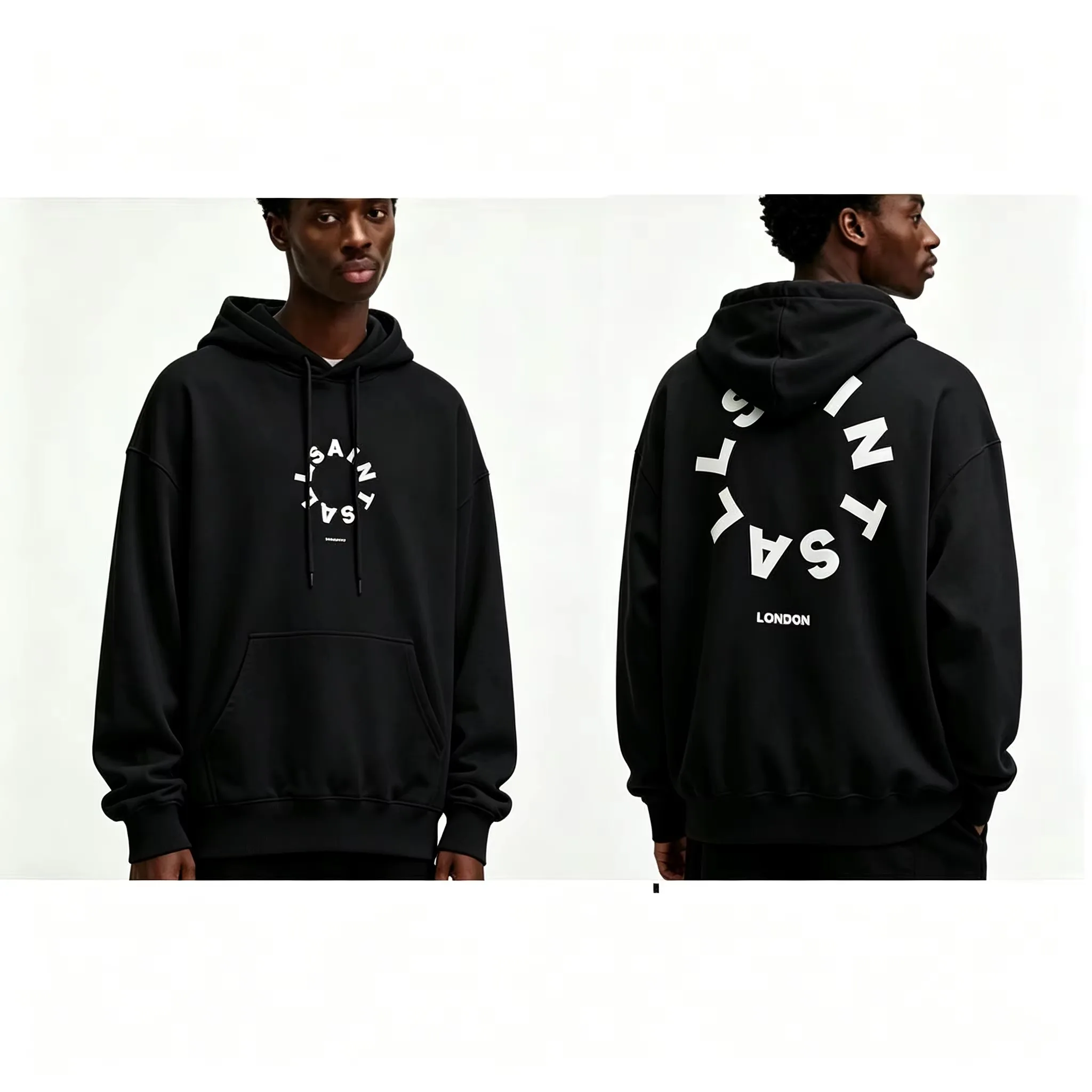 2026 Herbst und Winter Neue Herren- und Damen-Freizeitmode, Locker Sitzender Hip-Hop-Paar-Look, Loses T-Shirt mit Kapuze – Detail 4